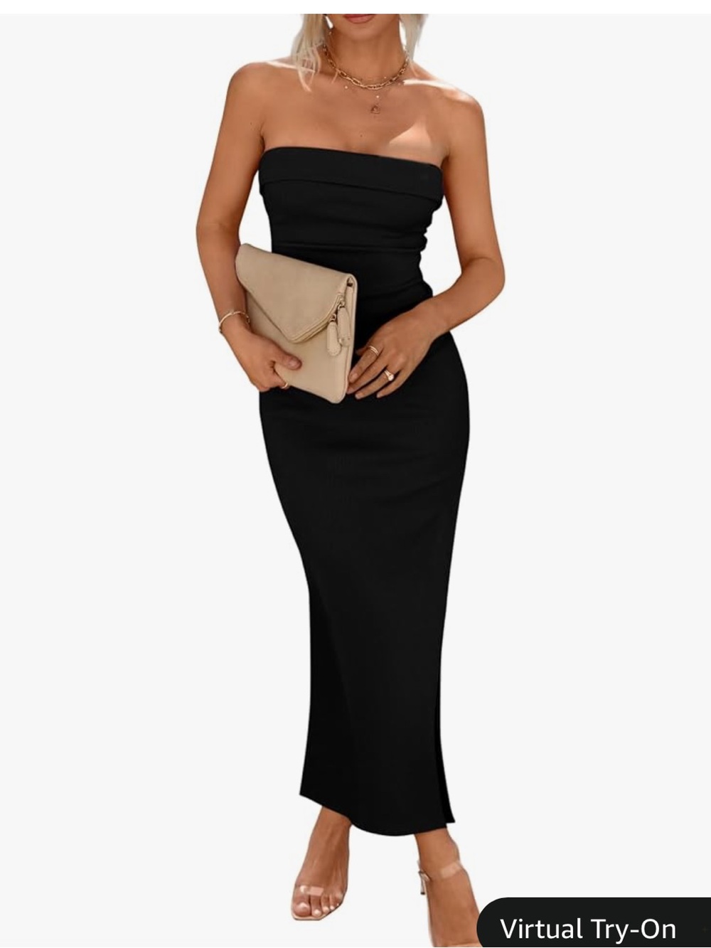 Strapless Black Maxi Dress – Sleek Evening Silhouette